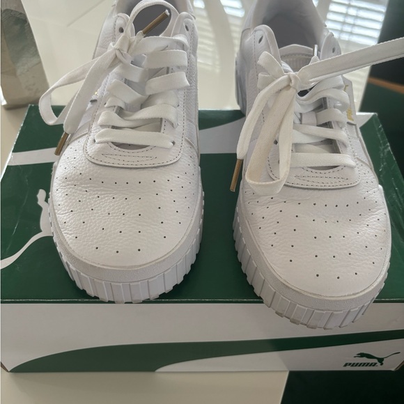 Crisp White Leather Pumas - Picture 2 of 5